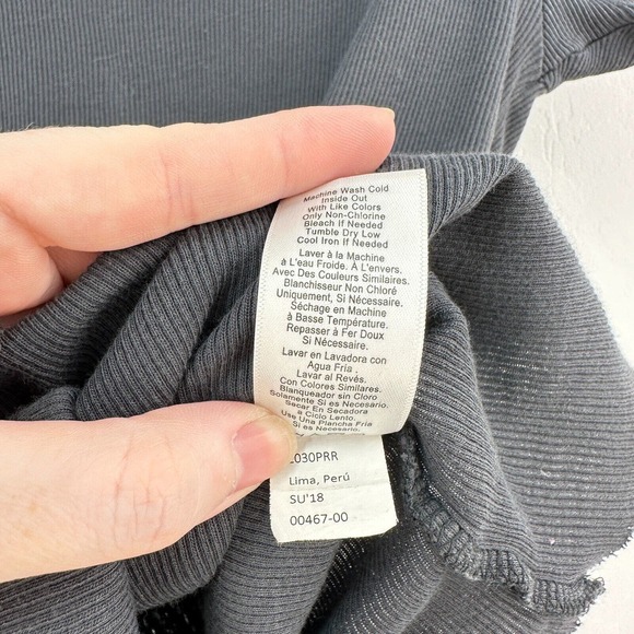 Nation Top Womens Blouse Small Gray Button Tie Knot Cap Sleeve Cotton Pullover - Picture 6 of 9